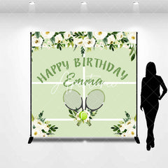 Aperturee - Green Floral Tennis Sport Custom Birthday Backdrop