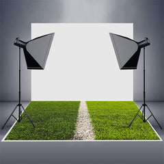 Aperturee - Green Football Field Lawn White Line Rubber Floor Mat