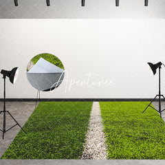 Aperturee - Green Football Field Lawn White Line Sport Floor Mat