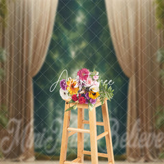 Aperturee - Green Forest Curtain Birthday Cake Smash Backdrop