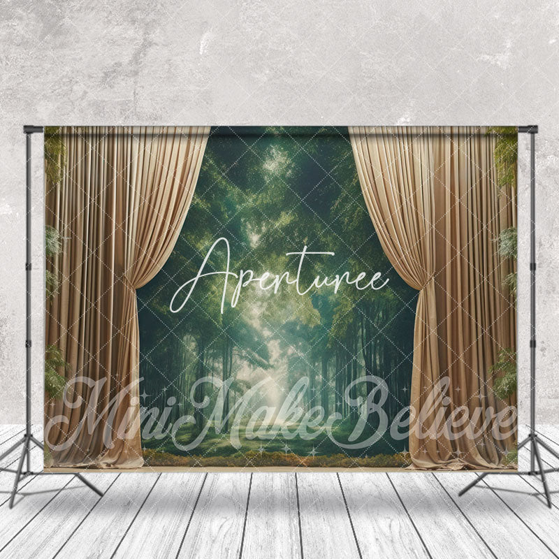 Aperturee - Green Forest Curtain Birthday Cake Smash Backdrop