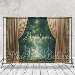 Aperturee - Green Forest Curtain Birthday Cake Smash Backdrop