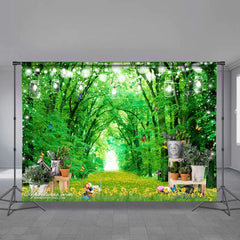 Aperturee - Green Forest Garden Easter Day Photograph Backdrop