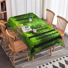 Aperturee - Green Forest Trees Spring Road Rectangle Tablecloth