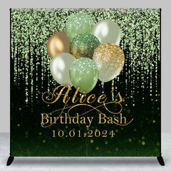 Aperturee - Green Glitter Balloon Black Custom Birthday Backdrop