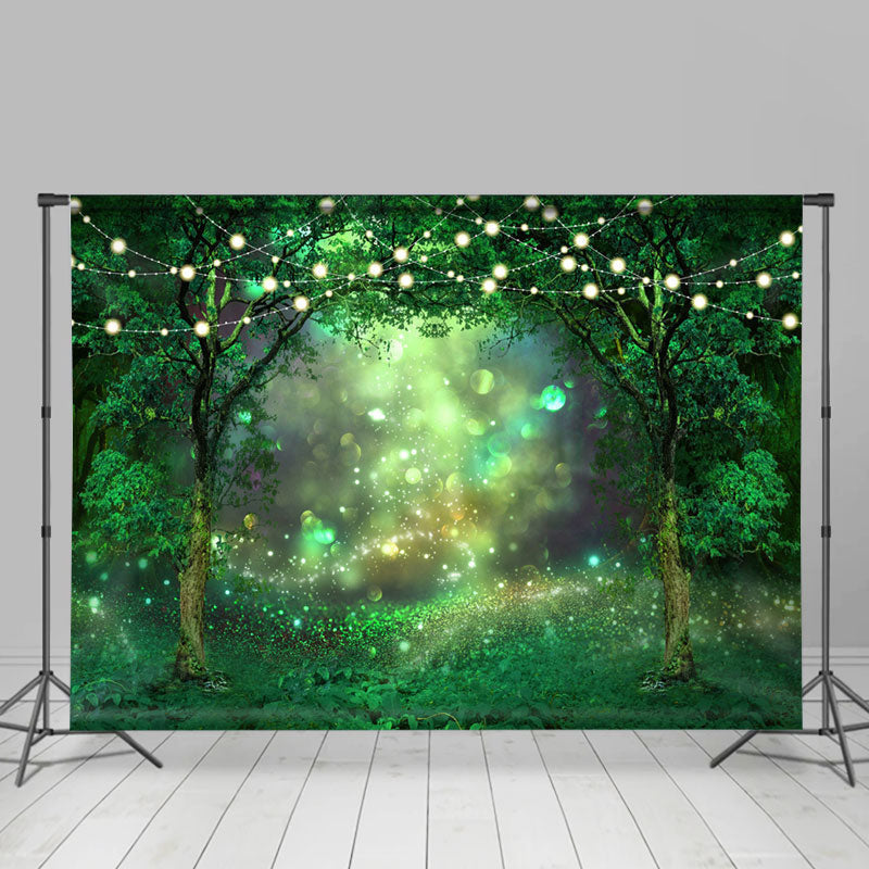 Lofaris Green Glitter Light Forest Spring Scene Backdrop