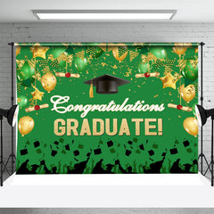 Aperturee - Green Gold Bachelor Cap Balloon Graduation Backdrop