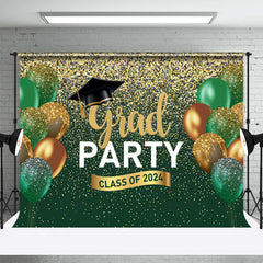 Aperturee - Green Gold Balloon Grad Class Of 2023 Photo Backdrop