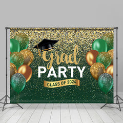 Aperturee - Green Gold Balloon Grad Class Of 2023 Photo Backdrop