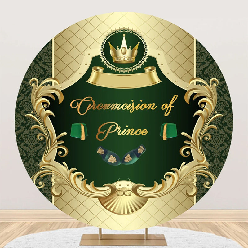 Aperturee - Green Gold Circumcision De Prince Round Backdrop