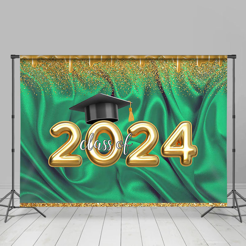 Aperturee - Green Gold Class Of 2024 Graduation Party Backdrop