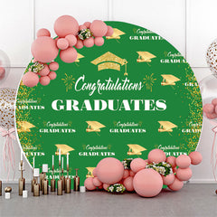 Aperturee Green Gold Glitter Round Congrats Grad Backdrop