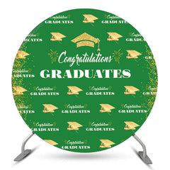 Aperturee Green Gold Glitter Round Congrats Grad Backdrop