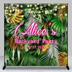 Aperturee - Green Gold Leaf Light Custom Backyard Party Backdrop