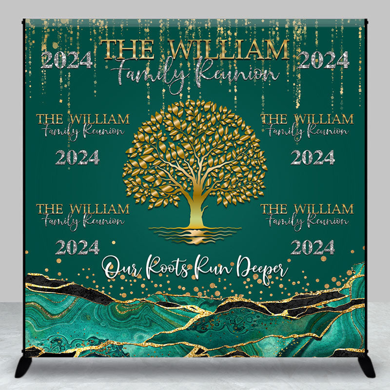 Aperturee - Green Gold Marble Custom 2024 Family Reunion Backdrop