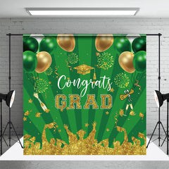 Aperturee - Green Gold Sparkle Balloons Stripe Grad Backdrop