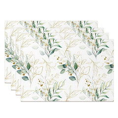 Aperturee - Green Golden Leaf Seamless Faded Set Of 4 Placemats