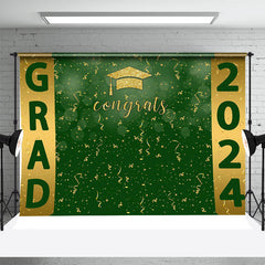 Aperturee - Green Golden Ribbon Hat 2024 Graduation Backdrop