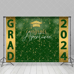 Aperturee - Green Golden Ribbon Hat 2024 Graduation Backdrop