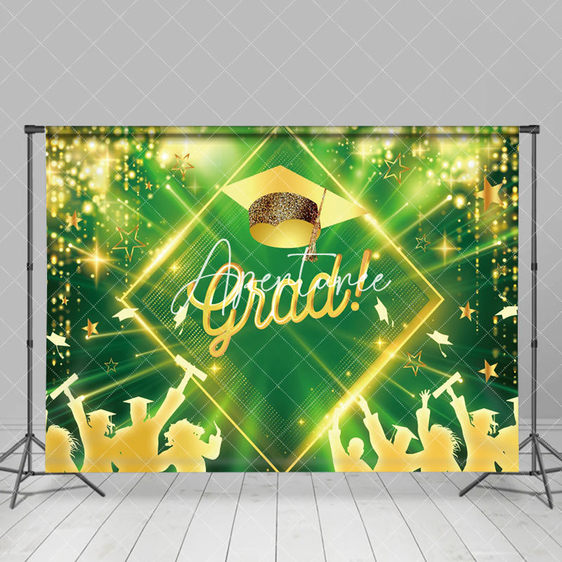 Aperturee - Green Golden Star Student Bokeh Graduation Backdrop