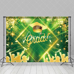 Aperturee - Green Golden Star Student Bokeh Graduation Backdrop