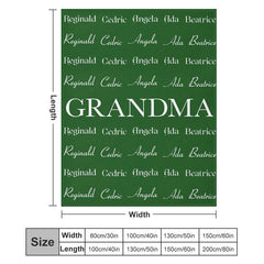 Aperturee - Green Grandma Family Name Repeat Custom Blanket