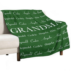 Aperturee - Green Grandma Family Name Repeat Custom Blanket