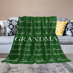 Aperturee - Green Grandma Family Name Repeat Custom Blanket