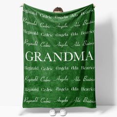 Aperturee - Green Grandma Family Name Repeat Custom Blanket