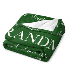 Aperturee - Green Grandma Family Name Repeat Custom Blanket