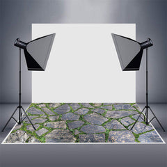 Aperturee - Stone Road With Green Grass Texture Rubber Floor Mat