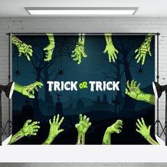 Aperturee - Green Hand Trick Or Treat Cemetery Halloween Backdrop