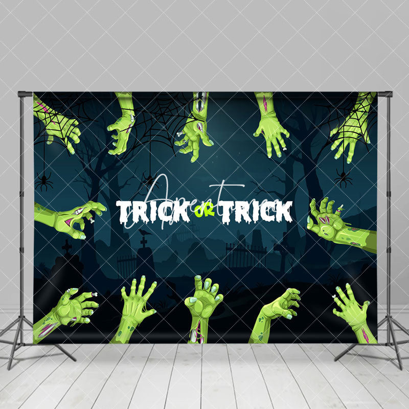 Aperturee - Green Hand Trick Or Treat Cemetery Halloween Backdrop