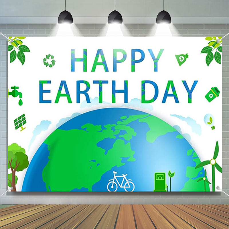 Aperturee - Green Happy Earth Day Backdrop for Event Decor