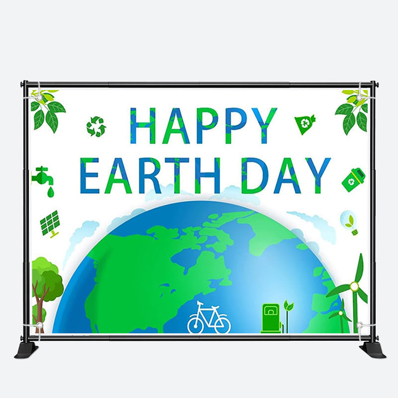 Aperturee - Green Happy Earth Day Backdrop for Event Decor