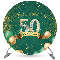 Aperturee Green Happy Fifty And Fabulous Round Birthday Backdrop