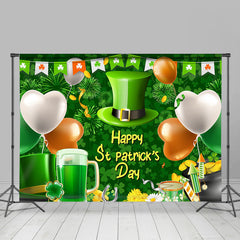 Aperturee - Green Hat Clover Balloon St Patricks Day Backdrop