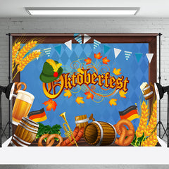 Aperturee - Green Hat Wheat Wooden Oktoberfest Party Backdrop