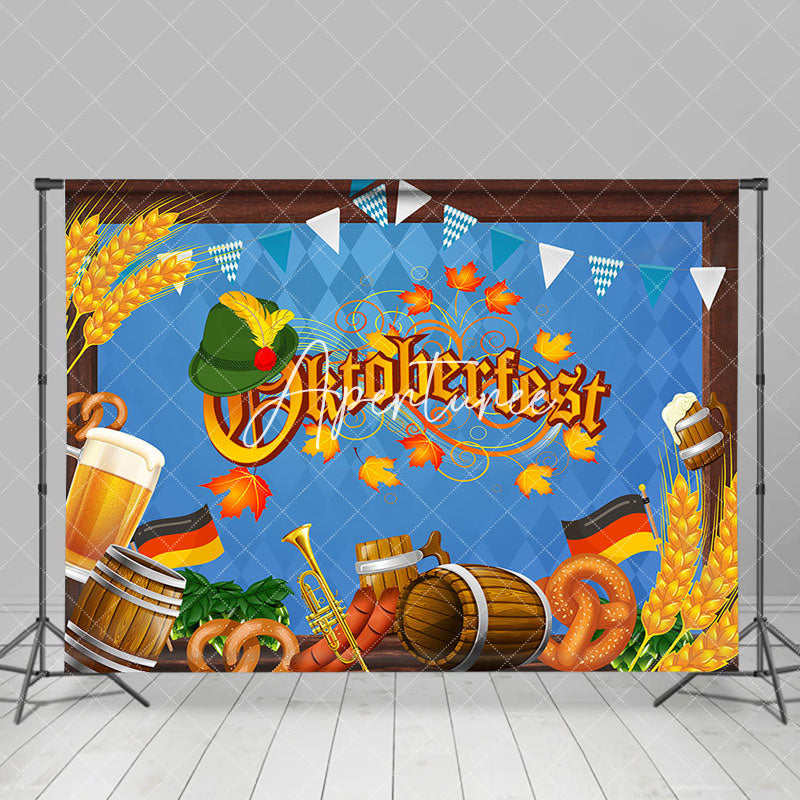 Aperturee - Green Hat Wheat Wooden Oktoberfest Party Backdrop