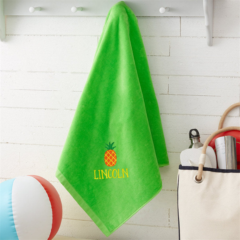 Aperturee - Green Holiday Fun Summer Embroidered Beach Towel