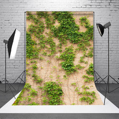 Aperturee - Green Ivy Leaves Brick Wall Photography Background