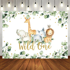 Aperturee - Green Leaves And Animals Wild One Birthday Backdrop