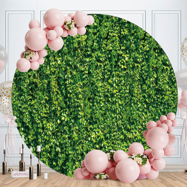 Aperturee Green Leaves Circle Happy Birthday Backdrop For Party