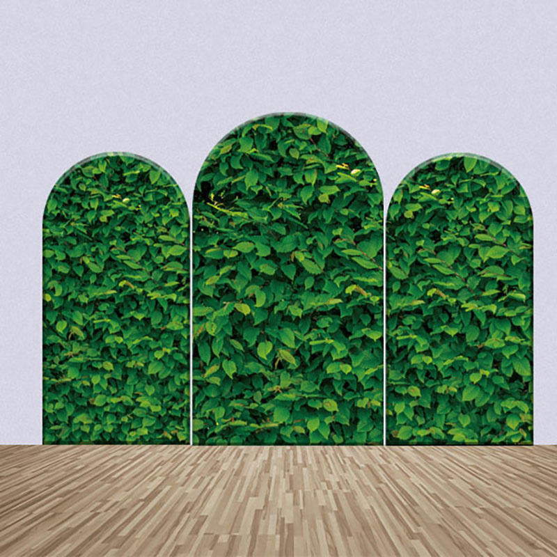 Aperturee - Green Leaves Decor One Sided Arch Party Backdrop Kit