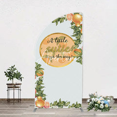 Aperturee - Green Leaves Floral Orange Arch Baby Shower Backdorp