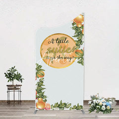 Aperturee - Green Leaves Floral Orange Arch Baby Shower Backdorp