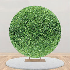 Aperturee - Green Leaves Hedge Wall Fresh Round Spring Backdrop