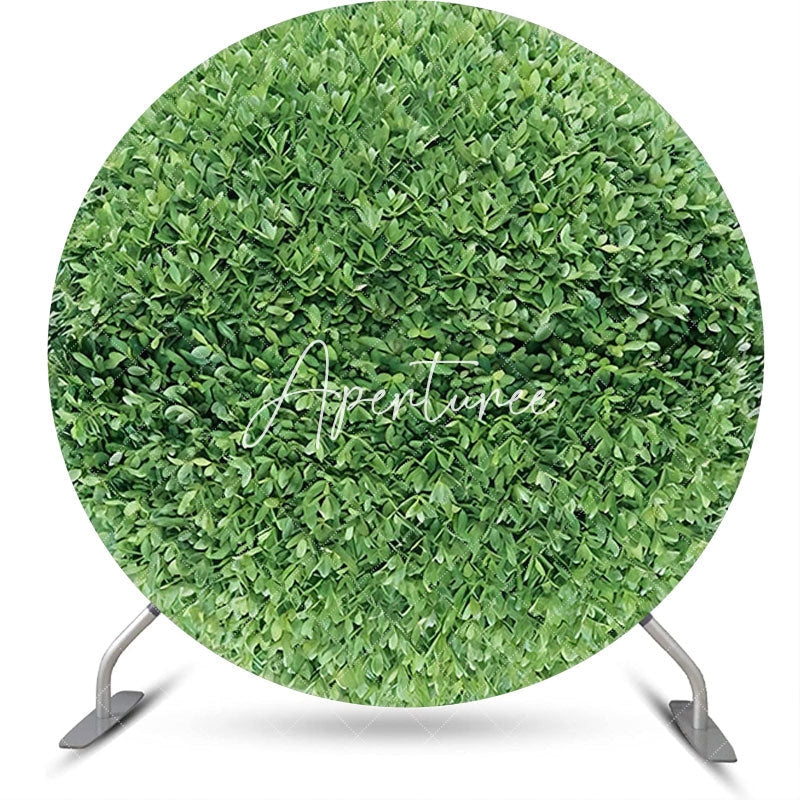 Aperturee - Green Leaves Hedge Wall Fresh Round Spring Backdrop