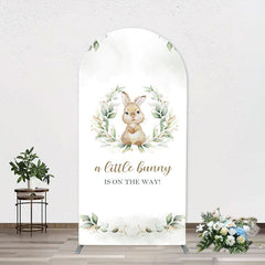 Aperturee - Green Leaves Little Bunny Arch Baby Shower Backdrop