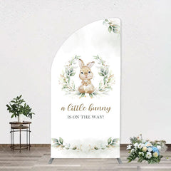 Aperturee - Green Leaves Little Bunny Arch Baby Shower Backdrop